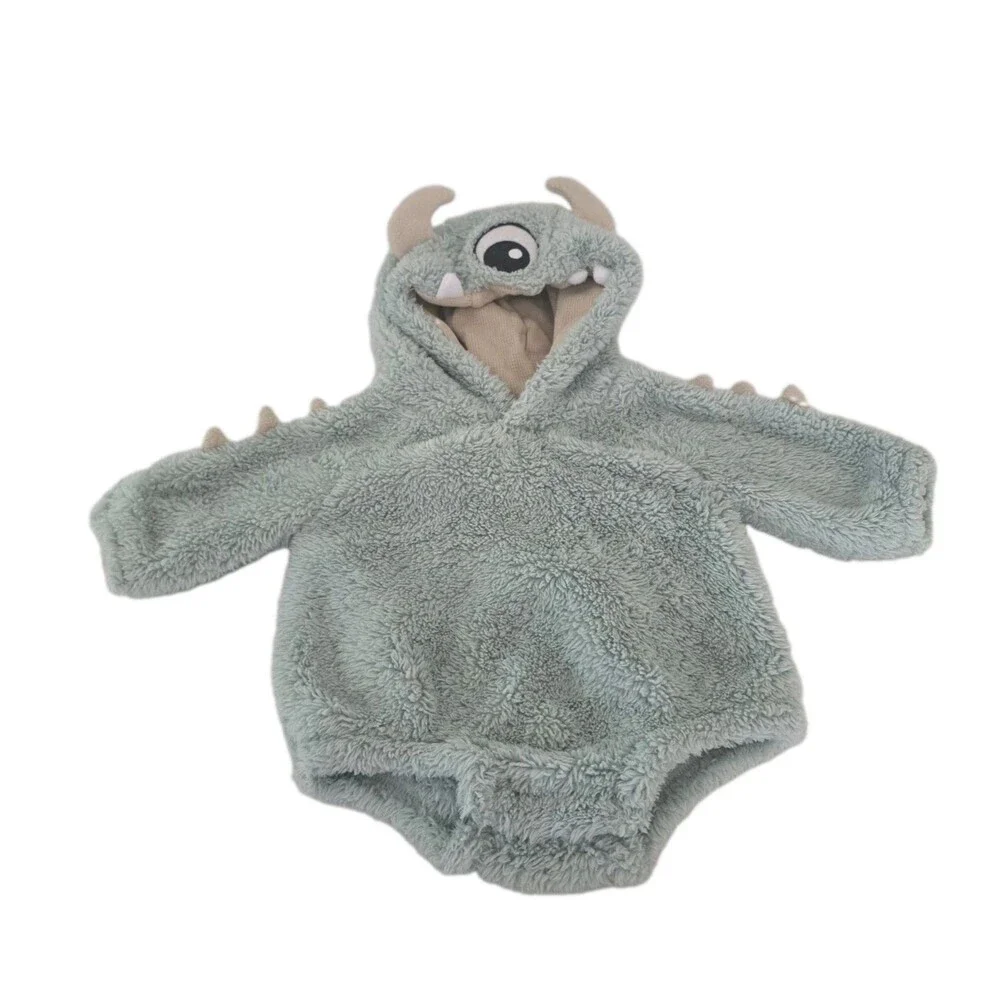 Old Navy Unisex Green Monster Hooded Infant Halloween Costume 0-3 Months Baby